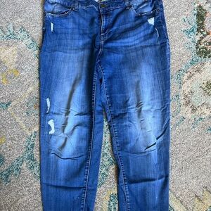 Terra & Sky Women's Blue Distressed Cropped Jeans 18W